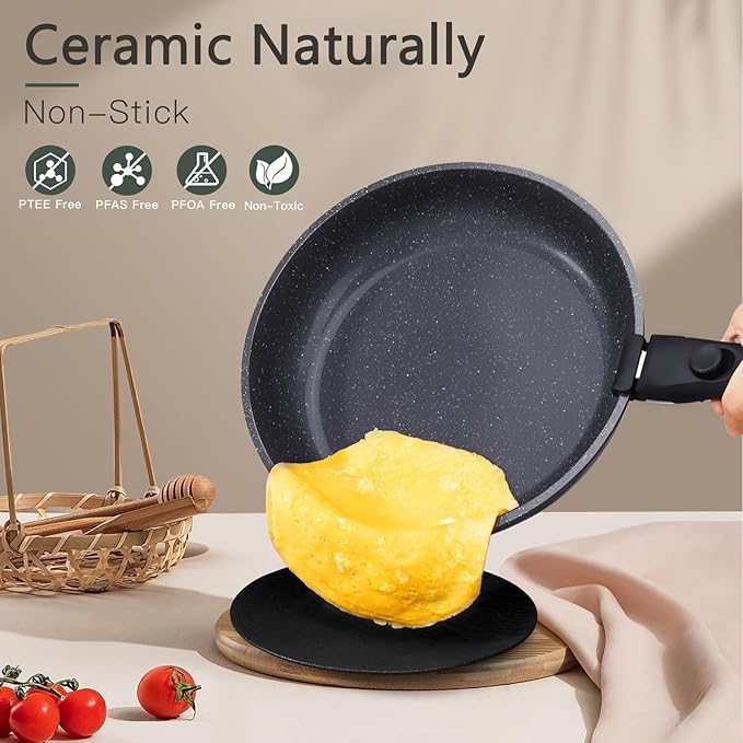 GiPP Ceramic Non Stick Pots and Pans Set,Nonstick Detachable Handle Cookware Sets,Healthy Non Toxic