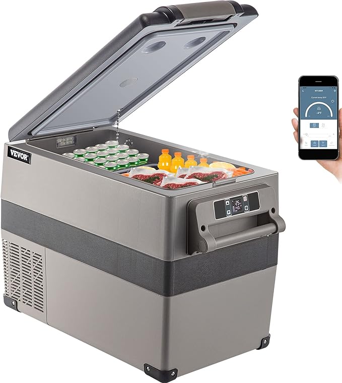 VEVOR 12 Volt Refrigerator, 48 Quart (45L) Fast Cooling Portable Freezer with App Control