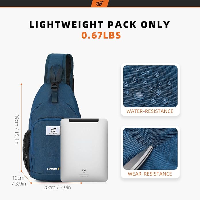 SKYSPER Sling Bag RFID Crossbody Sling Backpack Cross Body Shoulder Bag Travel Hiking Daypack for