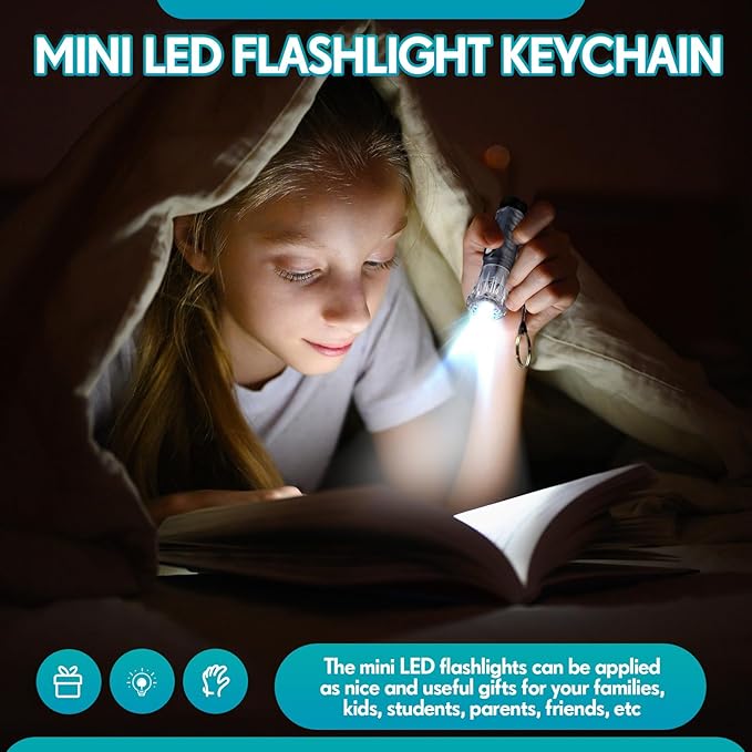 Jexine 100 Pcs Mini Flashlight Keychain Bulk Assorted Colors Torch Keyring Flashlights LED Small