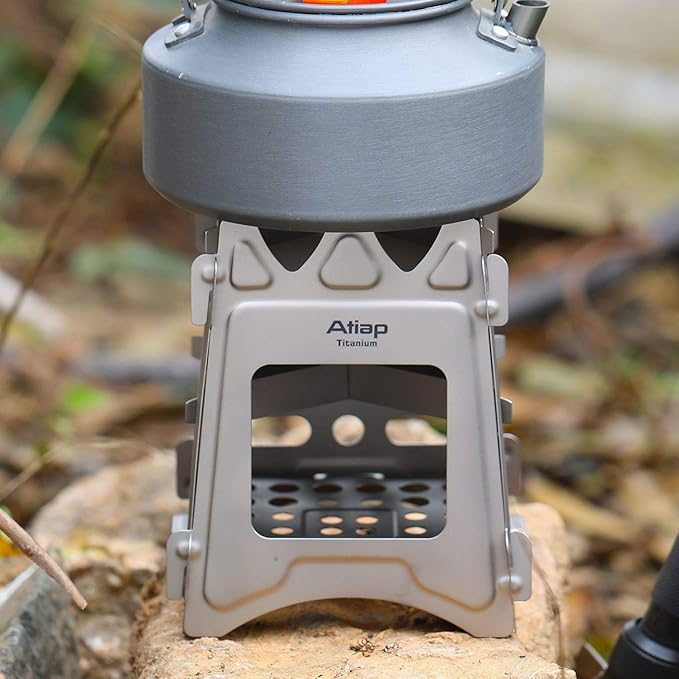 Ultralight Titanium Wood Burning Stove Outdoor Camping Multi-Fuels Alcohol Stove BBQ Stove