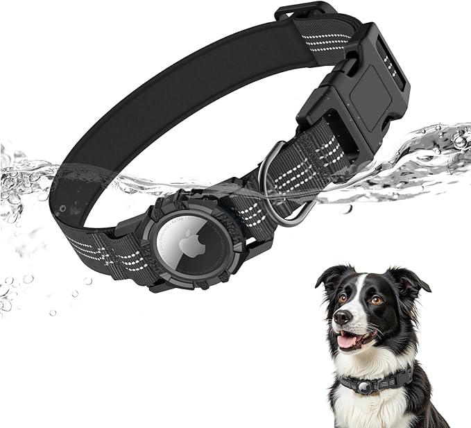 AirTag Dog Collar, IP68 Waterproof Integrated Air Tag Dog Collars with Reflective, Ultra-Durable