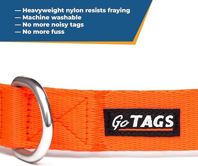 GoTags Personalized Dog Collar, Custom Embroidered with Pet Name and Phone Number in Blue, Black
