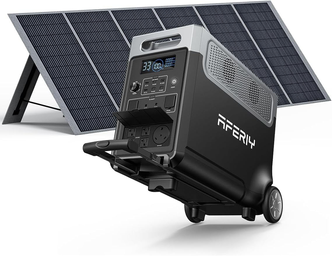 AFERIY Solar Generator 3840Wh Portable Power Station with 400W Solar Panel,LEP Battery,AC Output