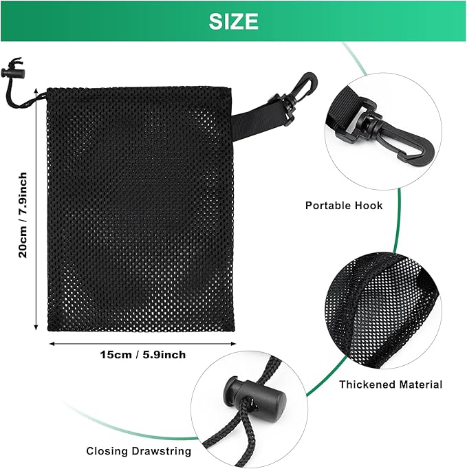 10 PCS With Clips Mesh Drawstring Bags, Portable Nylon Storage Bags for toy,Sports Storage,Outdoor