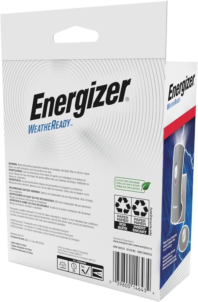 Energizer Weatheready Rechargeable Flashlights for Home, Pack of 3, Emergency Flashlight for