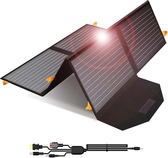 [Upgraded] FlexSolar 60W Portable Solar Panels Chargers QC3.0 USB-A USB-C DC5521 8mm Output