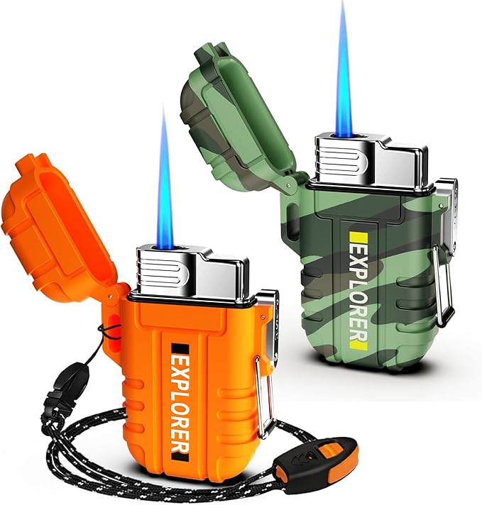 Torch 2 Pack Windproof Outdoor Gas Lighter - Adjustable Jet Flame, Fireplace, Fireworks, Grill