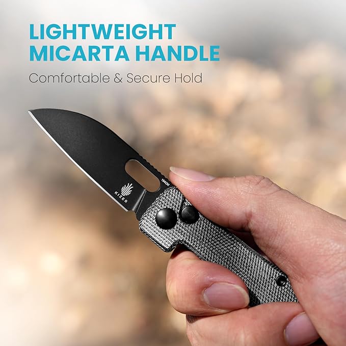 Kizer Banish Folding Pocket Knife, 2.3"" 154CM Steel Blade Small EDC Knife, Micarta Handle Mini