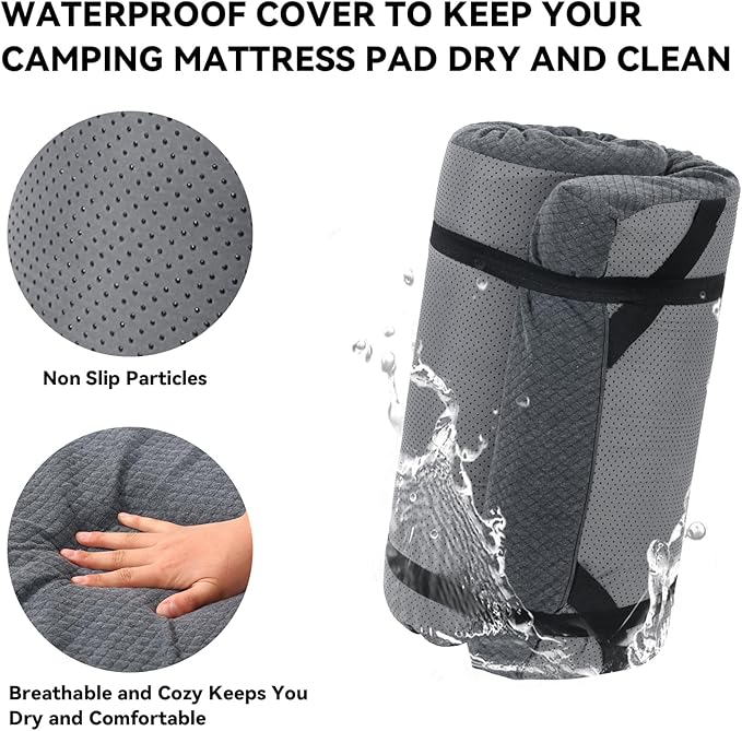 HOMBYS Memory Foam Camping Mattress Pad,Portable Sleeping Pad for Adult,Waterproof Cot