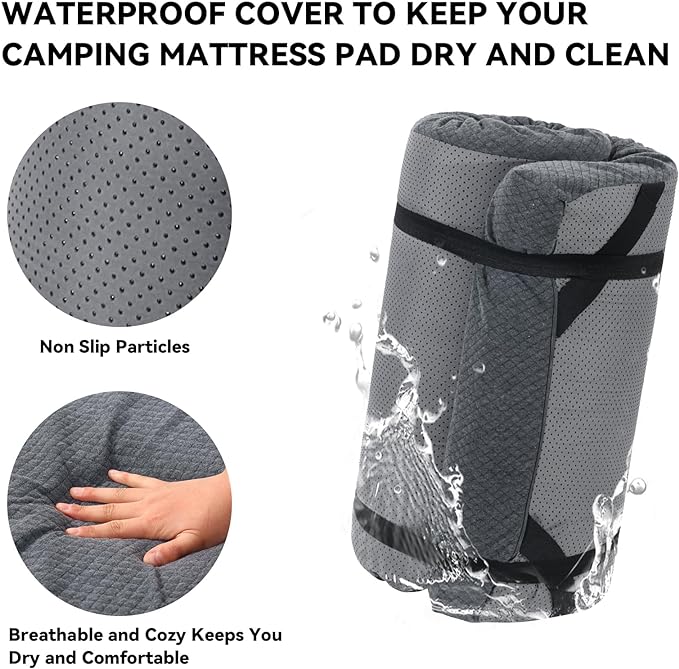 HOMBYS Memory Foam Camping Mattress Pad,Portable Sleeping Pad for Adult,Waterproof Cot