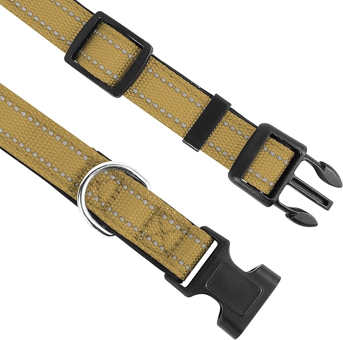 Reflective Dog Collar, Adjustable Soft Neoprene Padded Nylon Pet Collars with Buckle for Puppy and