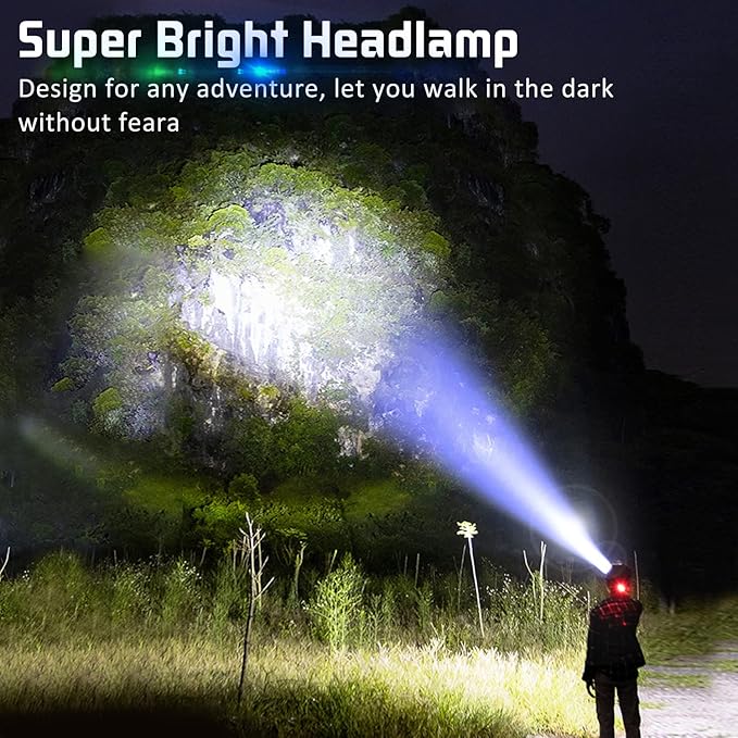 Aikertec Headlamp Rechargeable, Super Bright Headlamp for Adults with Motion Sensors, 7 Modes