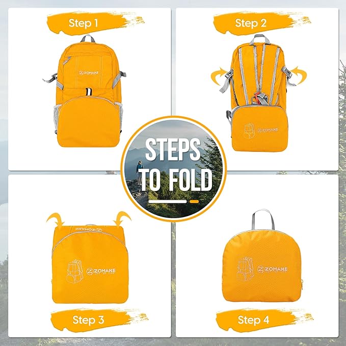 ZOMAKE Lightweight Packable Backpack 35L, Light Foldable Backpacks Water Resistant Collapsible
