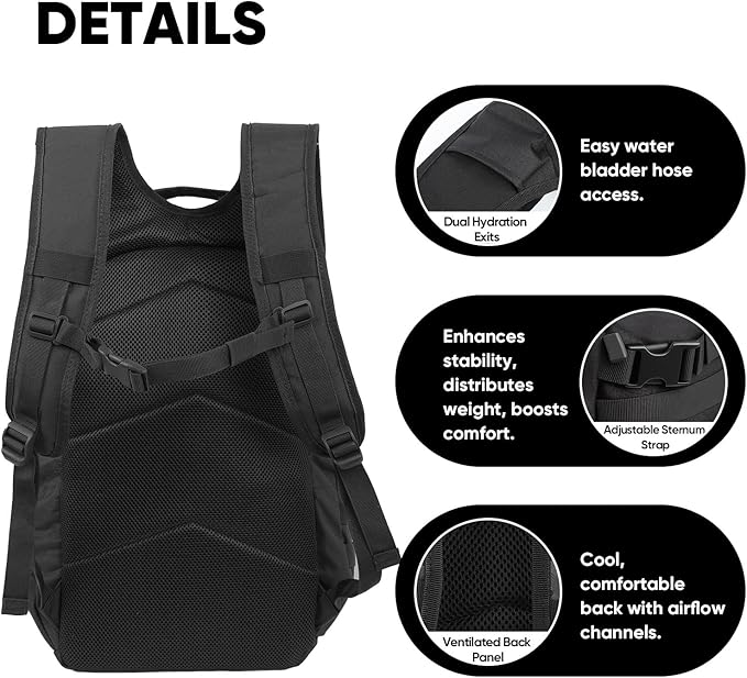 35L Tactical Backpack for Men, MOLLE Military Bug Out Bag, Waterproof Rucksack for Hiking with