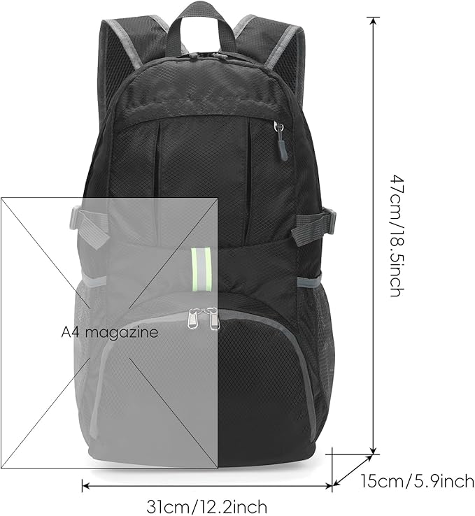 Yaopeing Lightweight Backpack,25L Foldable Hiking Packable,Water Resistant Travel Outdoor Shoulder