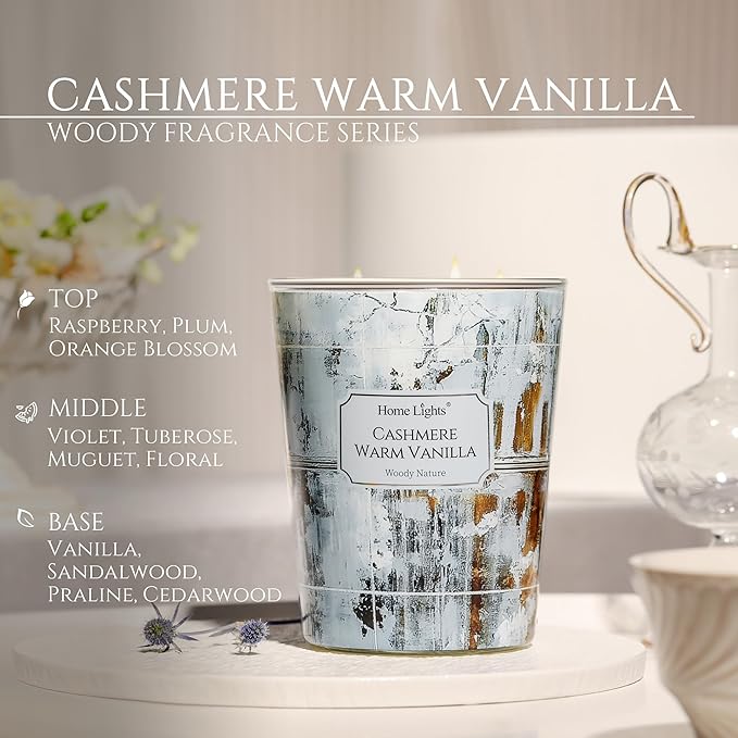 HomeLights Scented Candles for Women & Men, 34oz Candle Jars Aromatherapy 3-Wick Candle, Ideal for
