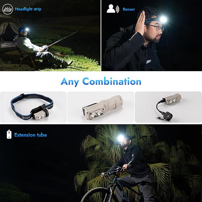 WUBEN E7 1800 Lumen Rechargeable Mini Flashlight with Magnet - Super Bright 6 Modes Khaki EDC