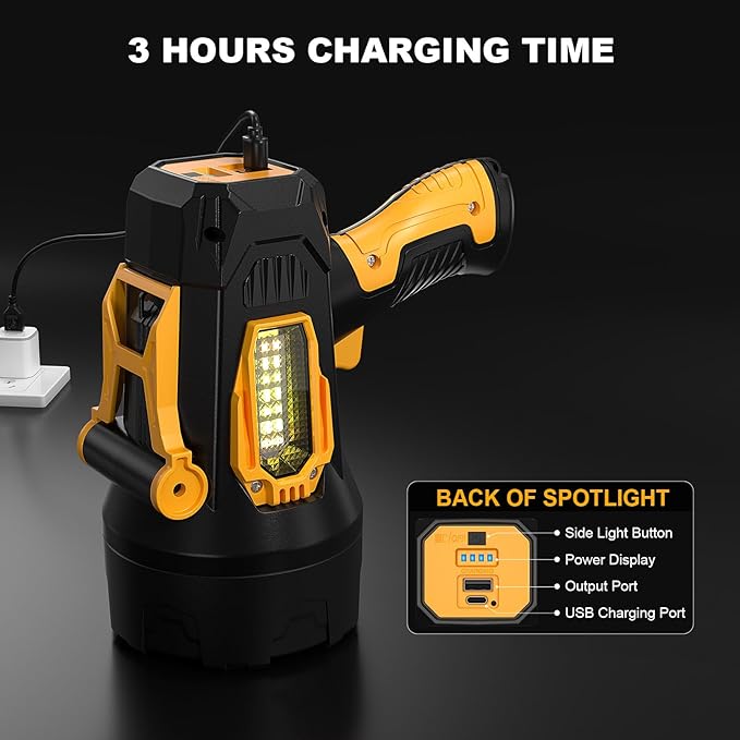 LBE Rechargeable Spotlight, Super Bright 90,000 Lumens Led Flashlight Handheld Spot Lights Outdoor