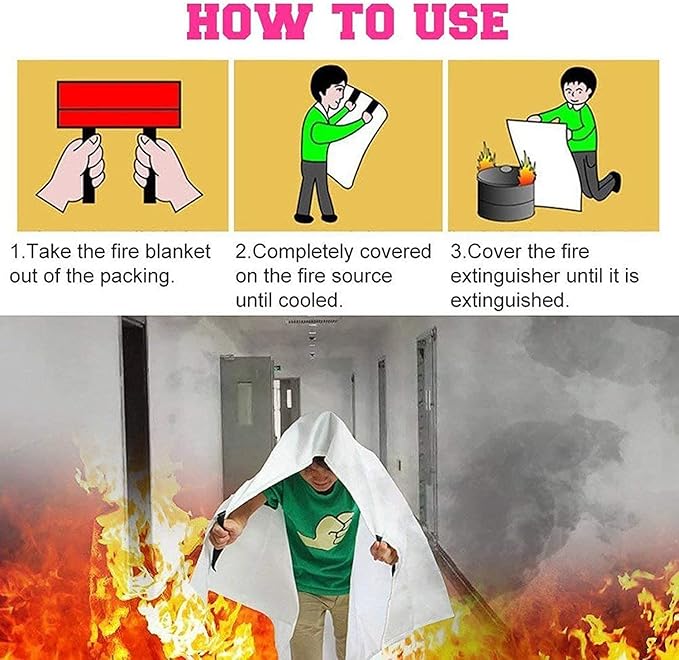 TONYKO Emergency Fire Blankets, Flame Retardant Protection and Heat Insulation Designed for