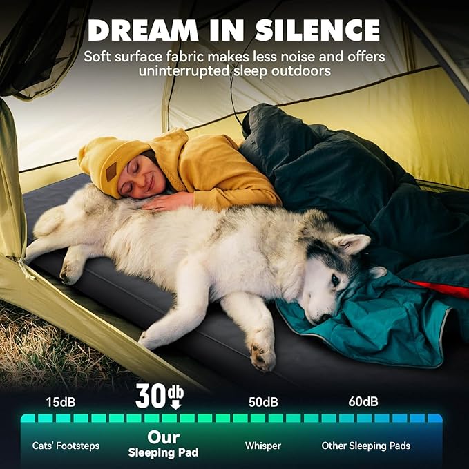 Hikenture 4" Thick Self Inflating Sleeping Pad, Foam & Air Camping Mattress, 9.5 R-Value Insulated