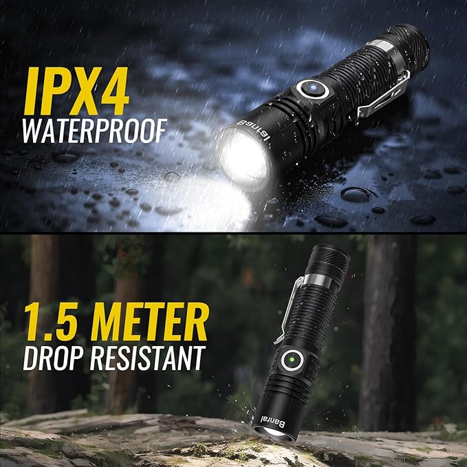 Rechargeable Tactical Flashlights, High Lumens Small Mini USB-C LED Flashlight, Compact EDC Flash