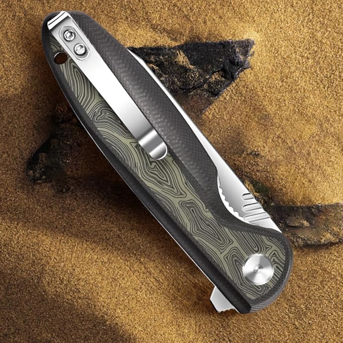 ioko Folding knife D2 blade material, G10 two-color handle, suitable for men and women outdoor