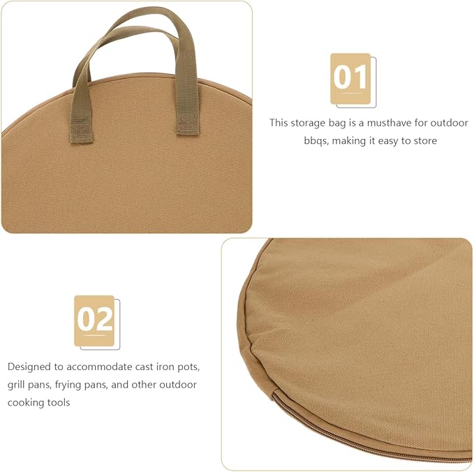 Garneck Outdoor Cast Iron Skillet Storage Bag Portable Frying Pan Pouch for Camp Cooking Convenient
