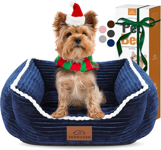 Cat Dog Bed for Pets, Rectangle Pet Bed Gift for Puppy and Kitten, Machine Washable Calming Fluffy