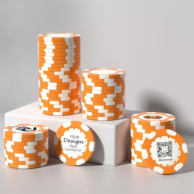 50-500 Custom Clay Poker Chips for 7 Colors,Imprinted in Full Color with Your Logo,Image or