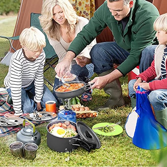 Pots and Pans Set Lixada Outdoor Camping Cookware Mess Kit Camping Cooking Set Tableware with Stove