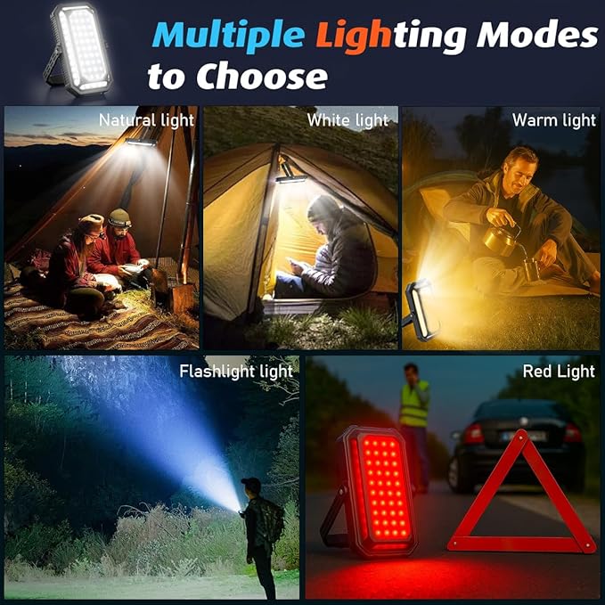 10000mAh Rechargeable LED Camping Lantern with LCD Display, 12 Light Modes, Dimmable & Waterproof
