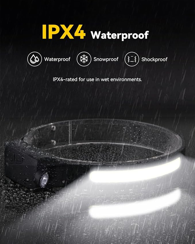 Headlamp Rechargeable 3 Pack, 230° Wide Beam Running Head Lamp Hands Free for Adults, Head Lights