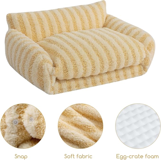 Hollypet Cat Bed Fluffy Plush Mutifuctional Double-Layer Soft Pet Couch Orthopedic Sofa Nest Beds