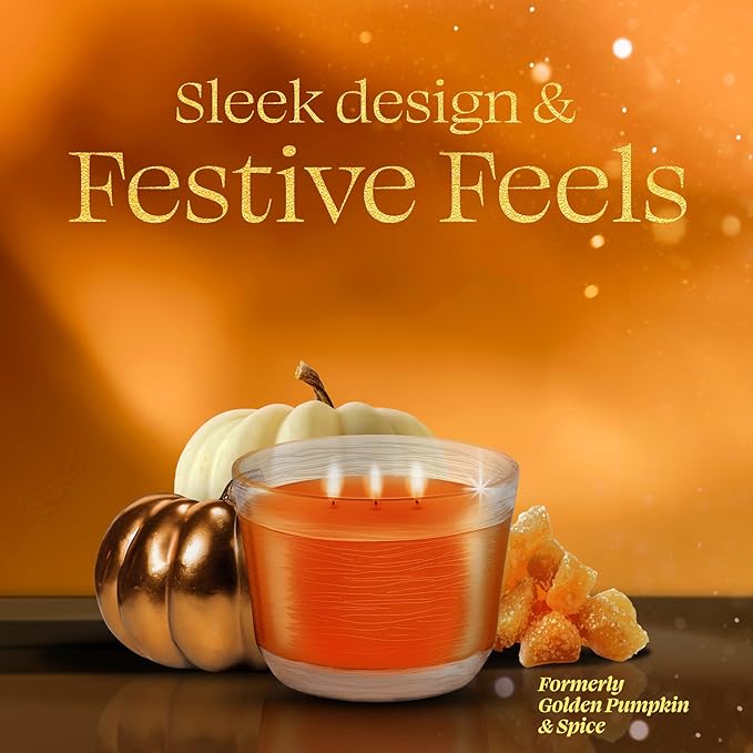 Glade 3-Wick Scented Candle Jar, Pumpkin & Ginger, Air Freshener Infused with Essential Oils, 6.8