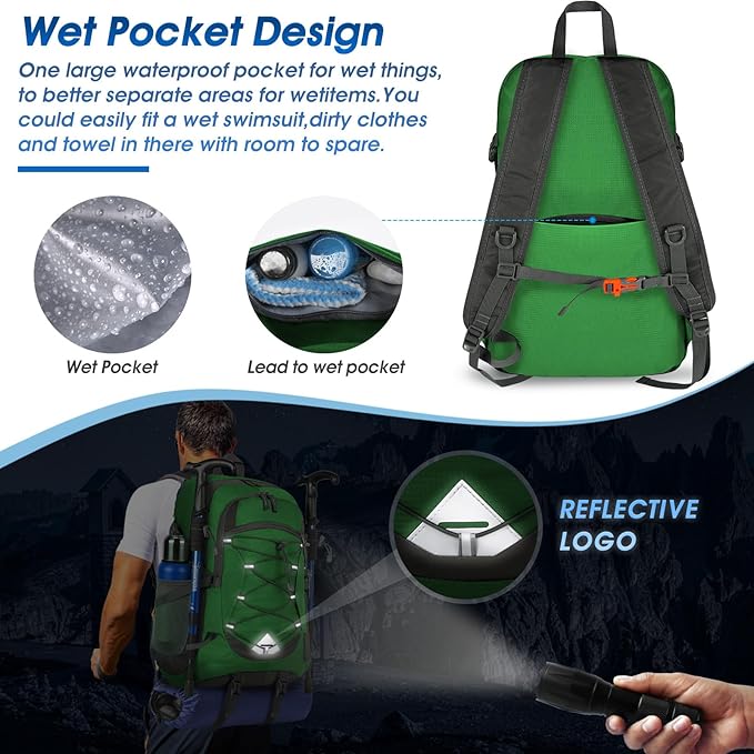 IGOLUMON Hiking Backpack 40L Packable Lightweight Camping Backpack Men Women Waterproof Hiking