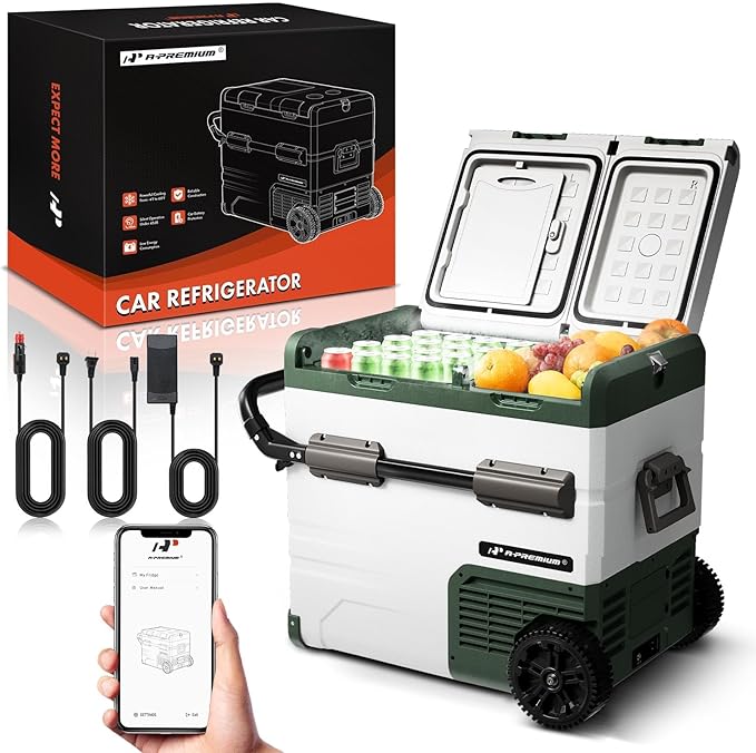 A-Premium 12 Volt Refrigerator 57QT/54.2L Portable Car Fridge Cooler, -4°F~68°F Separated Zone