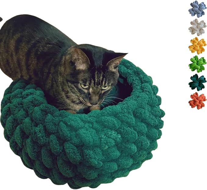 Cat Nest Bed ??Premium Handwoven Washable Extra Soft Round Cave House for Indoor Kitten & Kitty