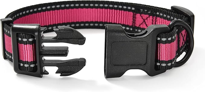Mile High Life Dog Collar | Nylon Reflective Dog Collars | Light Weight Puppy Collars | Pink Dog