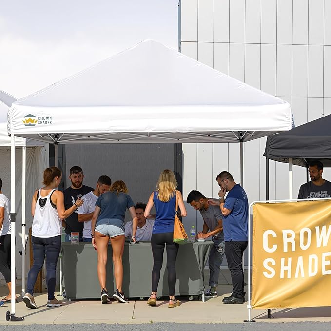 CROWN SHADES 8x8 Pop Up Canopy Tent,Commercial Canopy Tent Heavy Duty with 4" Wheels,4 Upgraded