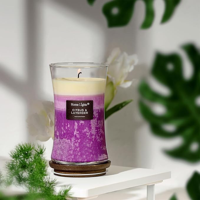 HomeLights 3-Layer Candles for Home Scented, 21.52 OZ Natural Soy Wax Scented Candles Burns Up to