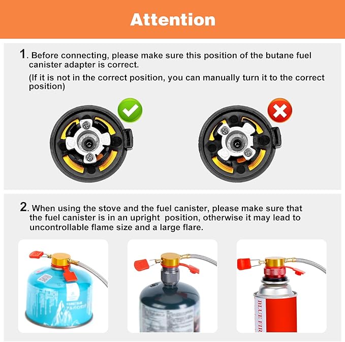 WADEO 7200W Windproof Camping Stove, Camping Gas Stove with Piezo Ignition, Two Fuel Canister