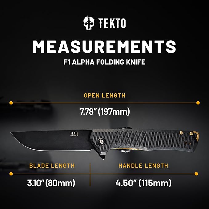 F1 Alpha Folding Pocket Knife - Modified Straight Back Blade, Titanium Coated D2 Steel, Ideal for