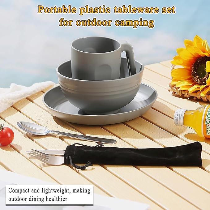 Camping Utensils, Reanea Camping Mess Kit for Travel, Camping, Picnic, Outdoor, Camping Gear