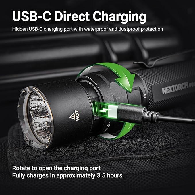 NEXTORCH P91 Tactical Flashlight High Lumens, 5000 Lumens Dual Switch Rechargeable Flashlight with