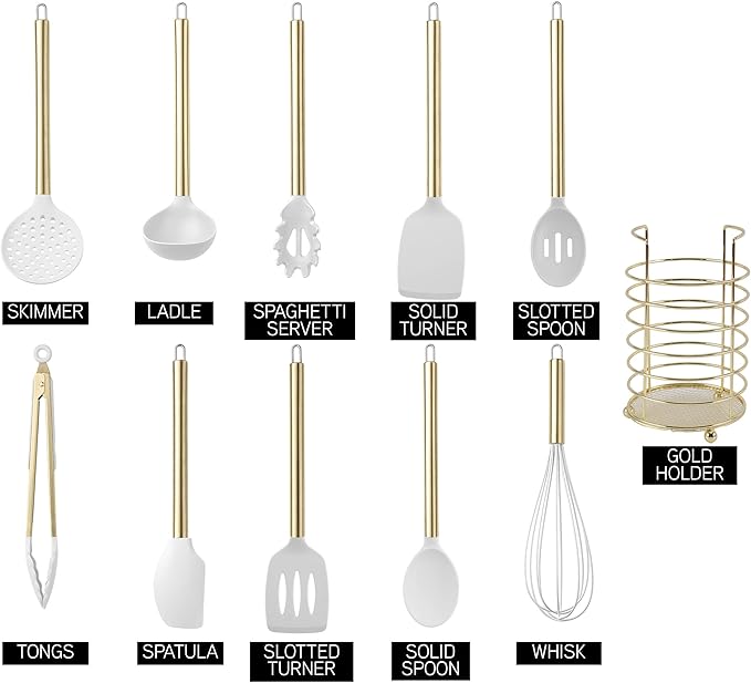COOK WITH COLOR Silicone Cooking Utensils, Kitchen Utensil Set, Easy to Clean Silicone Kitchen