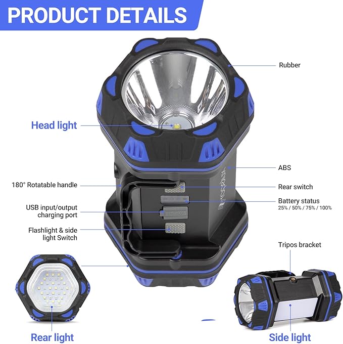 Led Camping Lantern Rechargeable, Camping Flashlight 1500LM, 8 Light Modes, Camping Lights 4800