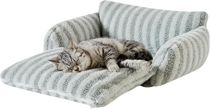 Hollypet Cat Bed Fluffy Plush Mutifuctional Double-Layer Soft Pet Couch Orthopedic Sofa Nest Beds