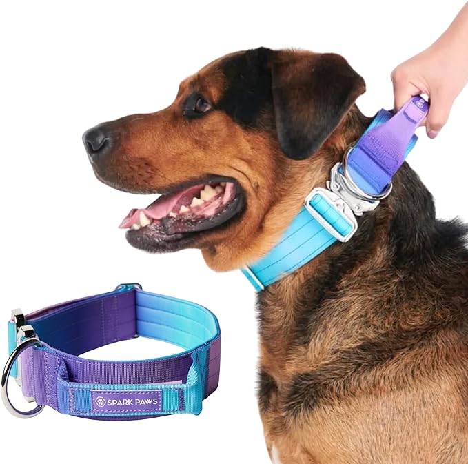 Spark Paws Tactical Dog Collar - Heavy Duty, Premium Quality, Thick and Durable for Large and
