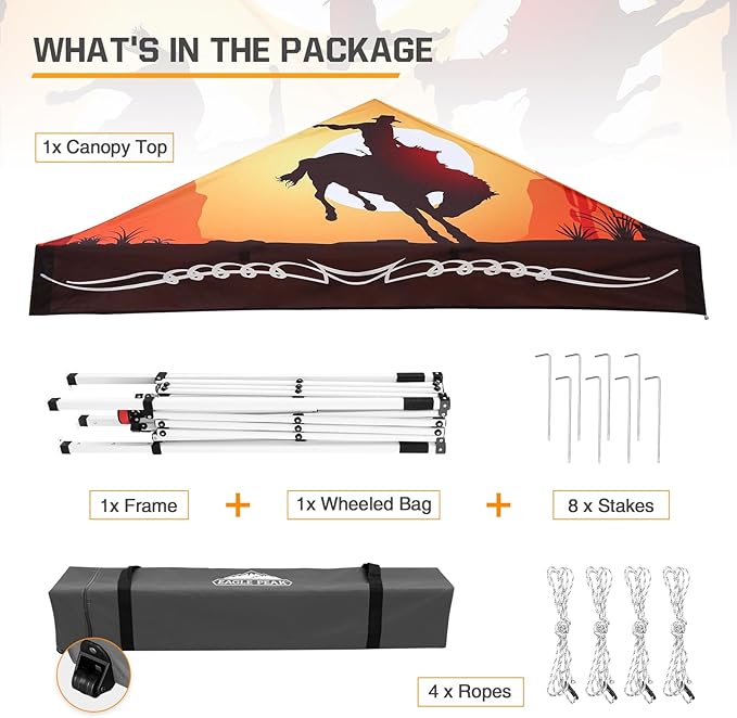 EAGLE PEAK 10x10 Slant Leg Pop-up Canopy Tent Easy One Person Setup Instant Outdoor Beach Canopy